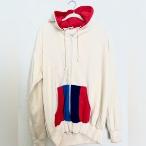 Vintage 80s Sportswear Colorblock Full Zip Hoodie Sweatshirt Fleece